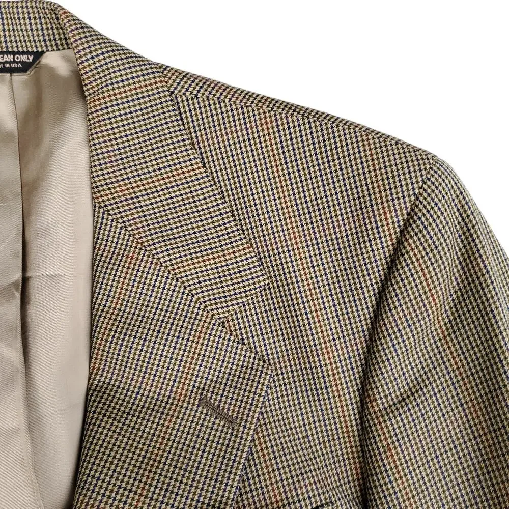 Vintage Bill Blass Ivy Prep Wool Houndstooth Blazer Jacket Sport Coat 38R? 40R?